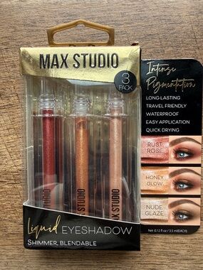 Max Studio Liquid Eyeshadow Trio — Rust Rose, Honey Glow, Nude Glaze